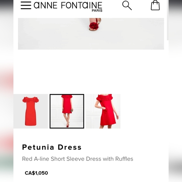 Anne Fontaine Petunia Red A-line Short Sleeve Pockets Dress With Ruffles EU 38 - Picture 4 of 16
